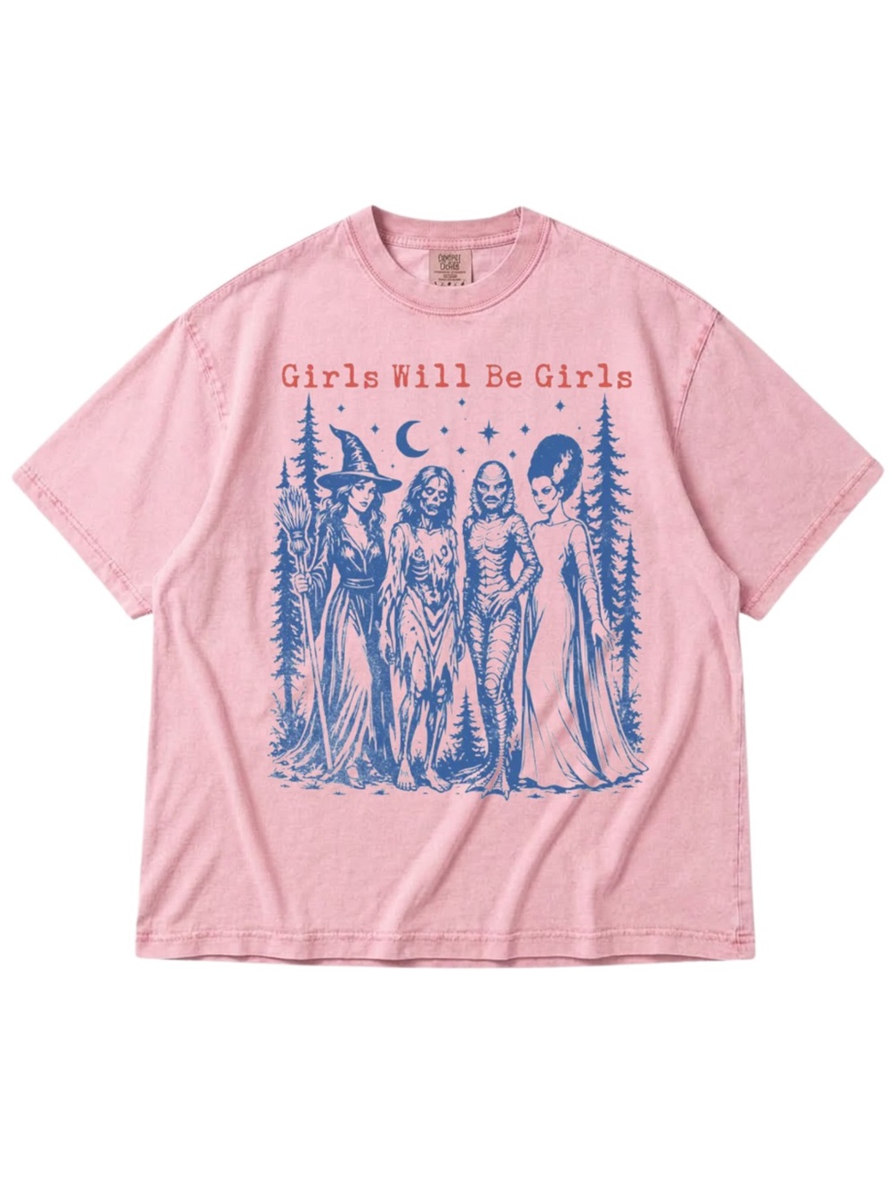 Comfort Colors Blossom "Girls Will Be Girls" Short Sleeve Tee with Blue Graphic